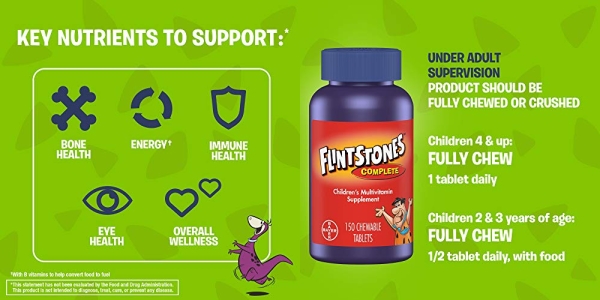 Purchase Flintstones Complete Chewables Children's Multivitamins, 180 Count on Amazon.com