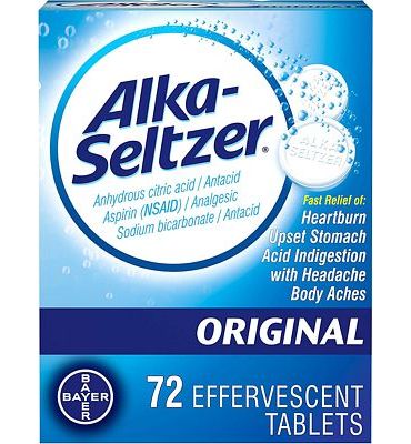 Purchase Alka-Seltzer Original Effervescent Tablets - Fast Relief of Heartburn, Upset Stomach, Acid Indigestion with Headache and Body Aches - 72 Count at Amazon.com