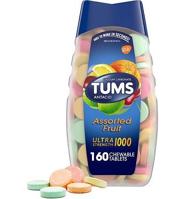 Purchase TUMS Ultra Strength Antacid Tablets for Chewable Heartburn Relief and Acid Indigestion Relief, Assorted Fruit - 160 Count at Amazon.com