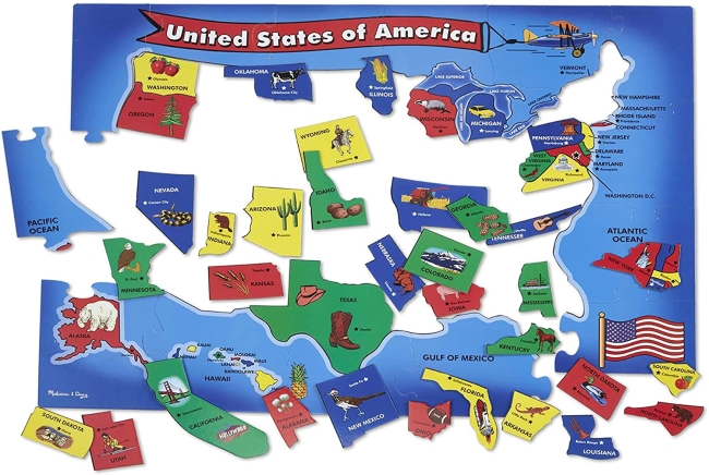 Purchase Melissa & Doug USA Map Floor Puzzle (51 pcs, 2 x 3 feet) at Amazon.com