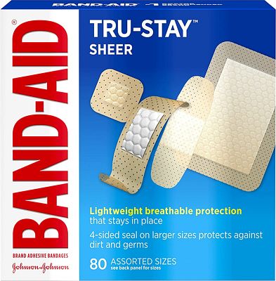 Purchase Band-Aid Brand Tru-Stay Sheer Strips Adhesive Bandages for First Aid and Wound Care, All One Size, 80 ct at Amazon.com