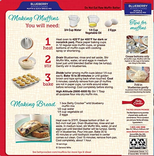 Purchase Betty Crocker Wild Blueberry Muffin and Quick Bread Mix, 16.9 oz on Amazon.com