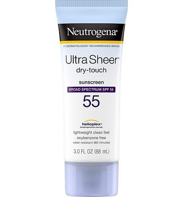 Purchase Neutrogena Ultra Sheer Dry-Touch Sunscreen Lotion, Broad Spectrum SPF 55 UVA/UVB Protection, Light, Water Resistant, Non-Comedogenic & Non-Greasy, Travel Size, 3 fl. oz at Amazon.com