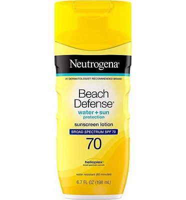 Purchase Neutrogena Beach Defense Water Resistant Sunscreen Lotion with Broad Spectrum SPF 70, Oil-Free and PABA-Free Fast-Absorbing Sunscreen Lotion, UVA/UVB Sun Protection, SPF 70, 6.7 oz at Amazon.com