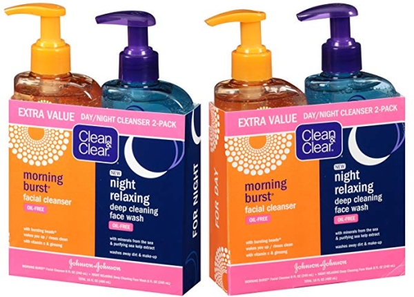 Purchase Clean & Clear 2-Pack Day and Night Face Cleanser Citrus Morning Burst Facial Cleanser with Vitamin C and Cucumber, Relaxing Night Facial Cleanser with Sea Minerals, Oil Free & Hypoallergenic Face Wash on Amazon.com