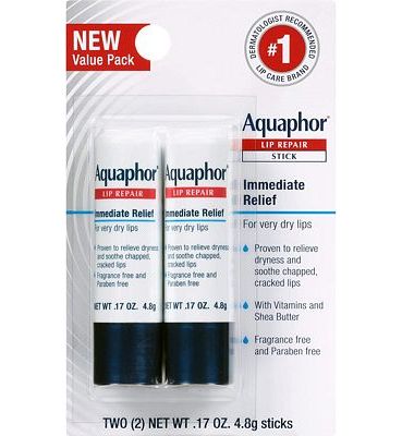 Purchase Aquaphor Lip Repair Stick - Soothes Dry Chapped Lips - Two .17 Oz Sticks at Amazon.com