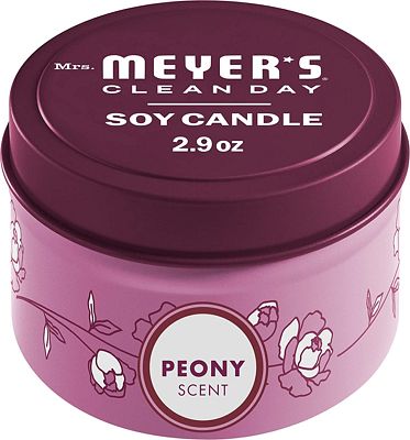 Purchase Mrs. Meyer's Scented Soy Tin Candle, 12 Hour Burn Time, Made with Soy Wax and Essential Oils, Peony, 2.9 oz at Amazon.com