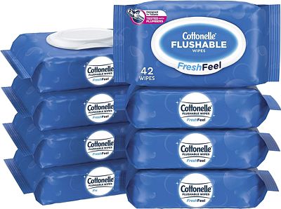 Purchase Cottonelle FreshFeel Flushable Wet Wipes for Adults and Kids, 8 Flip-Top Packs, 42 Wipes per Pack (336 Wipes Total) at Amazon.com