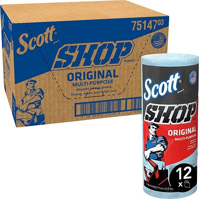 Purchase Scott Shop Towels Original, Blue, 55 Sheets/Standard Roll, 12 Rolls/Case, 660 Towels/Case at Amazon.com
