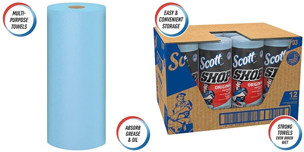 Purchase Scott Shop Towels Original, Blue, 55 Sheets/Standard Roll, 12 Rolls/Case, 660 Towels/Case on Amazon.com