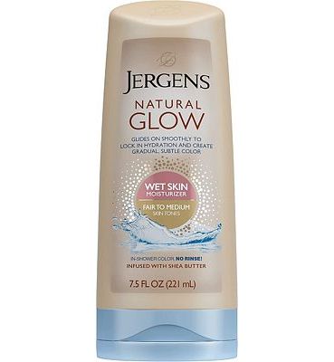 Purchase Jergens Natural Glow In-shower Lotion, Self Tanner for Fair to Medium Skin Tone, Wet Skin Lotion, Sunless Tanner Locks in Hydration for Gradual, Flawless Color, 7.5 Ounce at Amazon.com