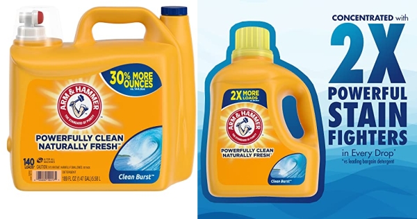 Purchase Arm & Hammer Clean Burst, 140 Loads Liquid Laundry Detergent, 189 Fl oz on Amazon.com