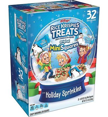 Purchase Rice Krispies Treats Mini Marshmallow Snack Bars, Holiday Treats, Kids Snacks, Original with Holiday Sprinkles, 12.4oz Box (32 Bars) at Amazon.com