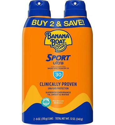 Purchase Banana Boat Sport Ultra, Reef Friendly, Broad Spectrum Sunscreen Spray, SPF 30, 6oz. - Twin Pack at Amazon.com