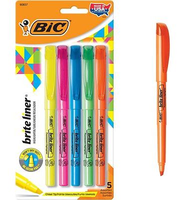 Purchase BIC Brite Liner Highlighter, Chisel Tip, Assorted Highlighter Colors, 5-Count at Amazon.com