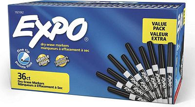 Purchase EXPO Low Odor Dry Erase Markers, Fine Tip, Black, 36 Count at Amazon.com