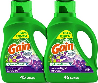 Purchase Gain + Aroma Boost Liquid Laundry Detergent, Moonlight Breeze Scent, 45 Loads, 65 fl oz, Pack of 2, HE Compatible at Amazon.com