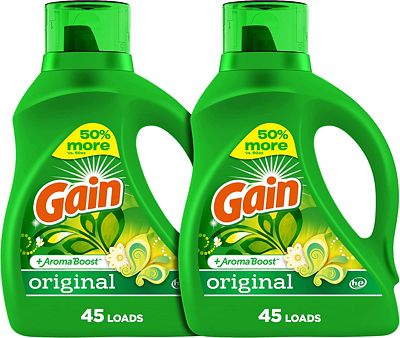 Purchase Gain Laundry Detergent Liquid Soap Plus Aroma Boost, Original Scent, HE Compatible, 90 Loads Total, 65 Fl Oz (Pack of 2) at Amazon.com