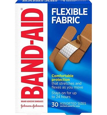 Purchase Band-Aid Brand Flexible Fabric Adhesive Bandages for Wound Care & First Aid, Assorted Sizes, 30 ct at Amazon.com