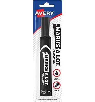 Purchase Avery Marks-a-lot Permanent Marker, Regular Desk-Style Size, Chisel Tip, Water and Wear Resistant, 1 Black Marker at Amazon.com