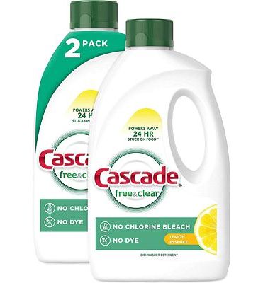 Purchase Cascade Free & Clear Gel Dishwasher Detergent Liquid Gel, Lemon Essence, 2 Count (60 fl oz ea) at Amazon.com
