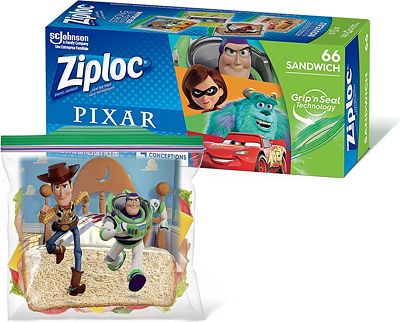 Purchase Ziploc Sandwich and Snack Bags for On the Go Freshness, Grip 'n Seal Technology for Easier Grip, Open, and Close, 66 Count, Pixar Designs at Amazon.com