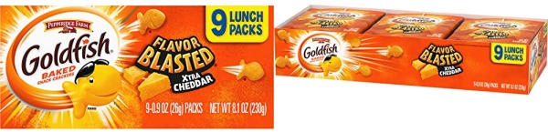 Purchase Goldfish Flavor Blasted Crackers, Xtra Cheddar Snack Pack, 0.9 oz, 9-CT Multi-Pack Tray on Amazon.com
