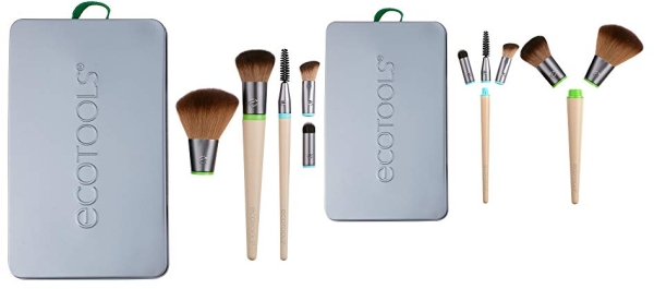 Purchase EcoTools Daily Essentials Face Kit Interchangeables Makeup Brush Set with 5 Brushes, 2 Handles, and Storage Tin on Amazon.com