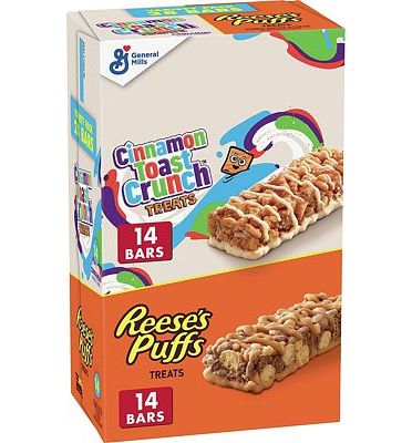 Purchase Reese's Puffs and Cinnamon Toast Crunch, Breakfast Bar Variety Pack, 28 Bars at Amazon.com