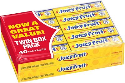 Purchase JUICY FRUIT Original Bubble Chewing Gum, 5 Stick (40 Packs) at Amazon.com