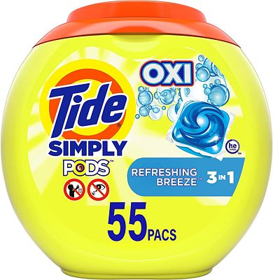 Purchase Tide Simply Pods + Oxi Laundry Detergent Soap Pods, Refreshing Breeze, 55 Count, 30 ounces at Amazon.com