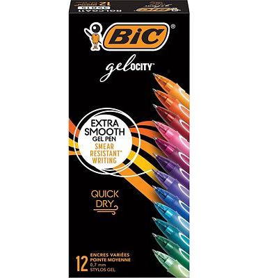 Purchase BIC Gel-Ocity Quick Dry Gel Pens, Medium Point Retractable Gel Pen (0.7mm), Assorted Colors, 12-Count at Amazon.com