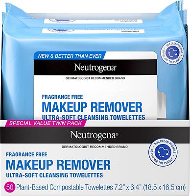 Purchase Neutrogena Makeup Remover Cleansing Face Wipes, Daily Cleansing Facial Towelettes to Remove Waterproof Makeup and Mascara, Alcohol-Free, Value Twin Pack, 25 Count, 2 Pack at Amazon.com