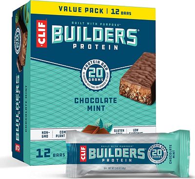 Purchase CLIF BUILDERS - Protein Bars - Chocolate Mint - 20g Protein - Gluten Free (2.4 Ounce, 12 Count) at Amazon.com