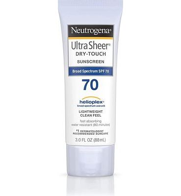 Purchase Neutrogena Ultra Sheer Dry-Touch Water Resistant and Non-Greasy Sunscreen Lotion with Broad Spectrum SPF 70, 3 Fl Oz at Amazon.com