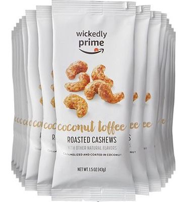 Purchase Amazon Brand - Wickedly Prime Roasted Cashews, Coconut Toffee, Snack Pack, 1.5 Ounce (Pack of 15) at Amazon.com