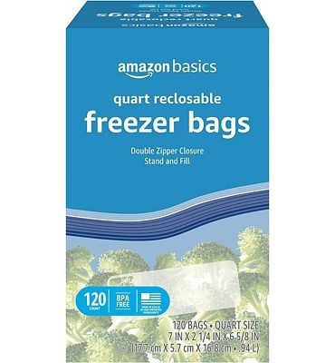Purchase Amazon Basics Freezer Quart Bags, 120 Count (Previously Solimo) at Amazon.com