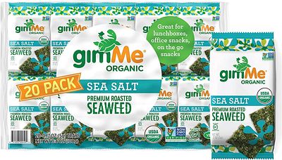 Purchase gimMe Organic Roasted Seaweed Sheets - Sea Salt - 20 Count - Keto, Vegan, Gluten Free - Great Source of Iodine and Omega 3s - Healthy On-The-Go Snack for Kids & Adults at Amazon.com