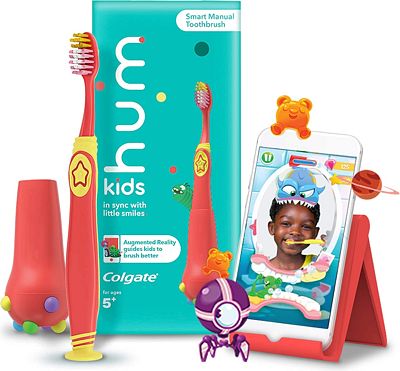 Purchase Hum by Colgate Smart Manual Kids Toothbrush Set for Ages 5+, Gaming Experience for Teeth Brushing, Extra Soft, Coral at Amazon.com