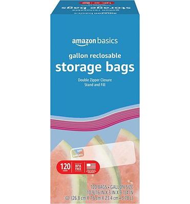 Purchase Amazon Basics Gallon Food Storage Bags, 120 Count at Amazon.com