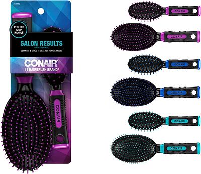 Purchase Conair Nylon Bristle Oval Cushion Hair Brush 2-Piece Set with Rubber-Grip Handles, (1 Compact for Travel and 1 Full-Sized) at Amazon.com
