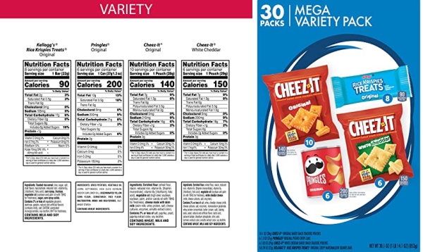 Purchase Kellogg's Mega Variety Pack (MVP) Snacks, Lunch Snacks, Office and Kids Snacks, Variety Pack, 30.1oz Box (30 Snacks) on Amazon.com