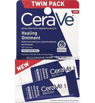 Purchase CeraVe Healing Ointment, 2 Pack (0.35 Ounce Each), Cracked Skin Repair Skin Protectant with Petrolatum Ceramides, Lanolin Free at Amazon.com