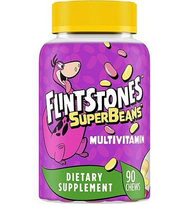 Purchase Flintstones SuperBeans, Kids Multivitamin with Immunity Support with Vitamins A, D, Iodine & Zinc to Support Healthy Growth, Fruit Flavored, Vegetarian, Jelly Bean Chews, 90 Count at Amazon.com