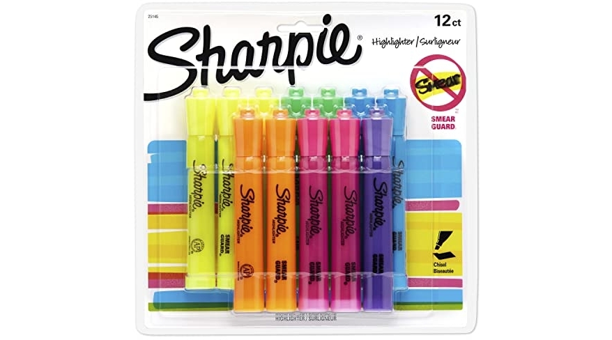 Purchase Sharpie Tank Highlighters Assorted Fluorescent Colors, Chisel Tip Highlighter Pens, 12 Count at Amazon.com
