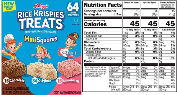 Purchase Kelloggs Rice Krispies Treats Mini-Squares, Crispy Marshmallow Squares, Variety Pack, Lunch Box Snacks, 24.8oz Box(64 ct) on Amazon.com