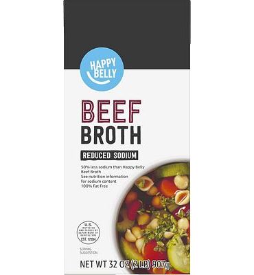 Purchase Amazon brand - Happy Belly Reduced Sodium Beef Broth, 32 Ounce at Amazon.com