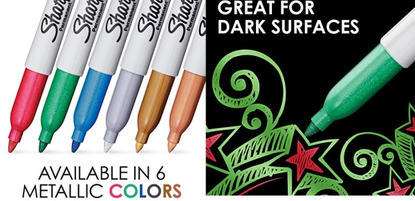 Purchase Sharpie Metallic Permanent Markers, Fine Point, Assorted Colors, 6-Count Permanent Marker on Amazon.com