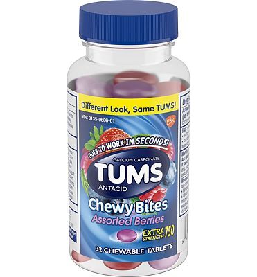 Purchase TUMS Chewy Bites Antacid Tablets for Chewable Heartburn Relief and Acid Indigestion Relief, Assorted Berries - 32 Count at Amazon.com