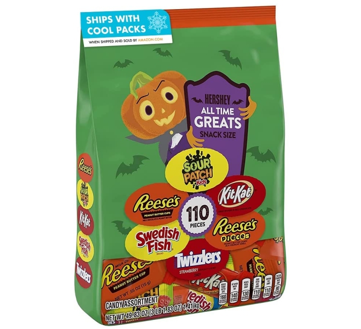 Purchase Hershey and Mondelez Assorted Chocolate, Peanut Butter, Fruit Flavored Snack Size Candy, Halloween, 49.83 oz Bulk Variety Bag (110 Pieces) at Amazon.com